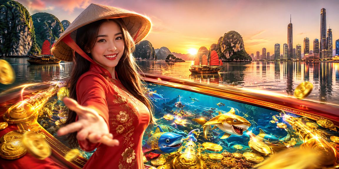 Người chơi casino trực tuyến trên du thuyền Vịnh Hạ Long với nón lá