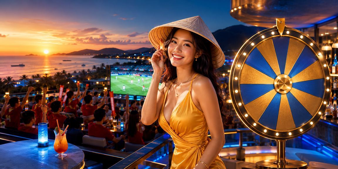 Người chơi roulette trực tuyến tại resort Phú Quốc với biểu tượng nón lá Việt Nam