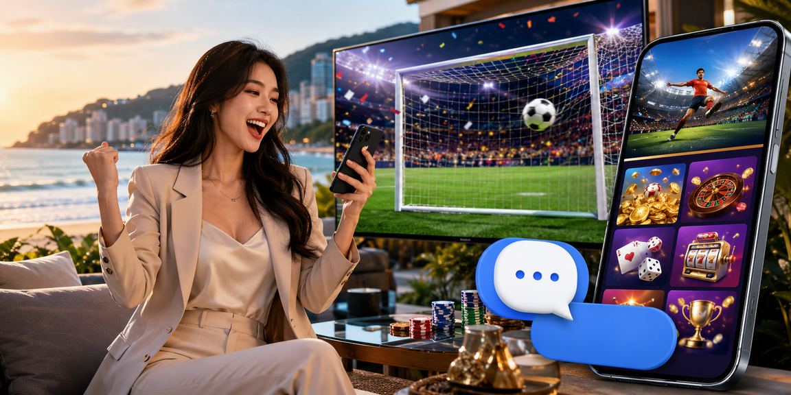 Người dùng truy cập nền tảng giải trí t600 trên điện thoại tại bãi biển Vũng Tàu